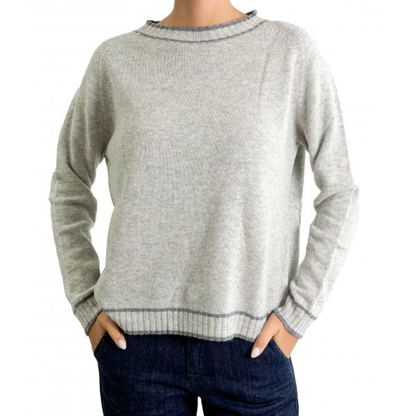 Maglione con bordi a contrasto di colore girocollo 